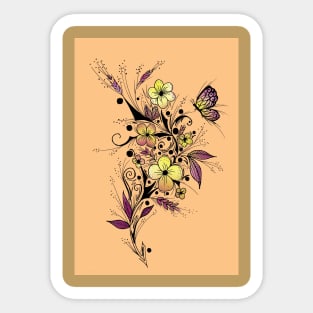 Flower Tattoo in Yellow and Purple Sticker